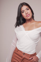 BLUSA MUJER TRASNPARENCIA CRUZADO